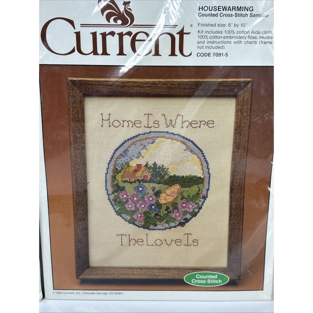 Current Counted Cross Stitch Kit Lot Current Critters Framed Housewarming Love - Picture 2 of 5